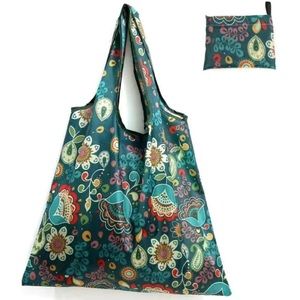 Sea Blue Flower Reusable Shopping Bag/ Tote
